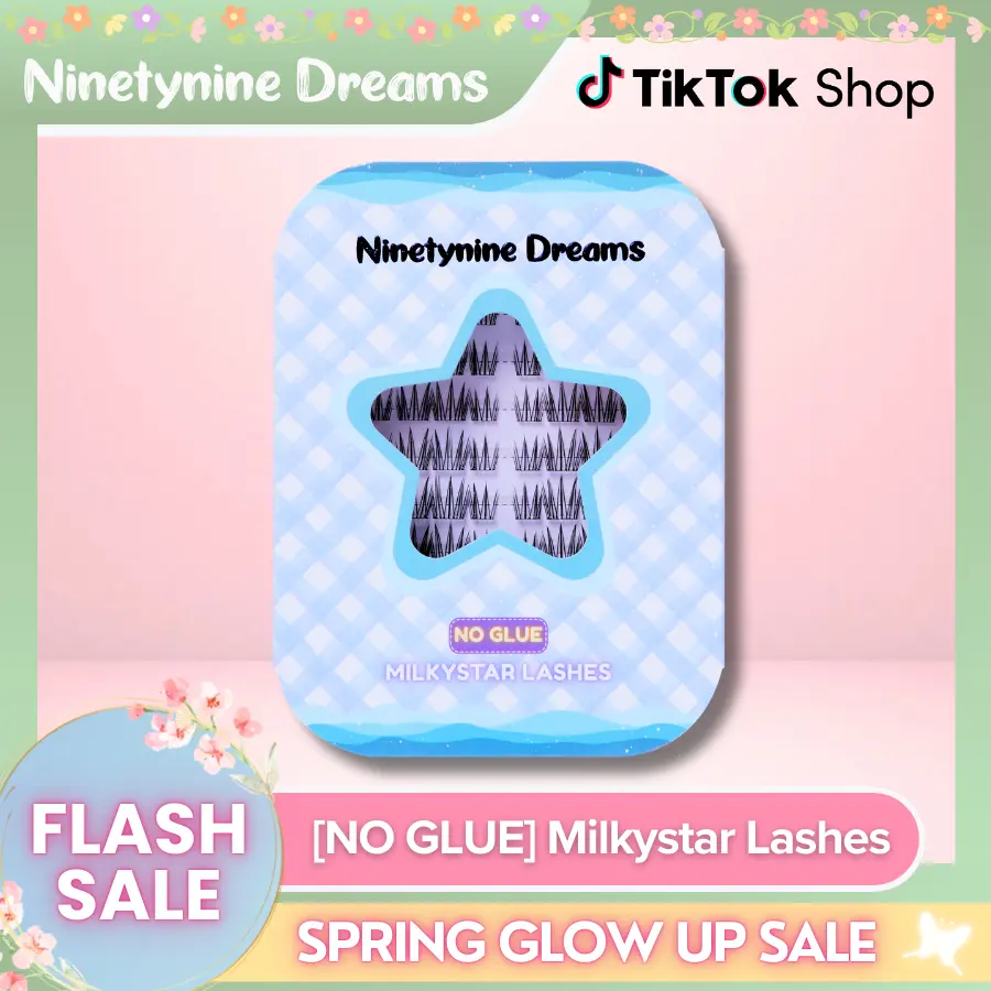 Ninetynine Dreams [NO GLUE] Milkystar Self-Adhesive Lashes | 10-13mm C Curl No Glue Required Press-On Lash Clusters - Spiky Natural Manhua Comfortable Daily False Eyelashes - Beginner Friendly Trendy Must-Have Easy Apply Self-Stick Ultra-Thin Band Lashes