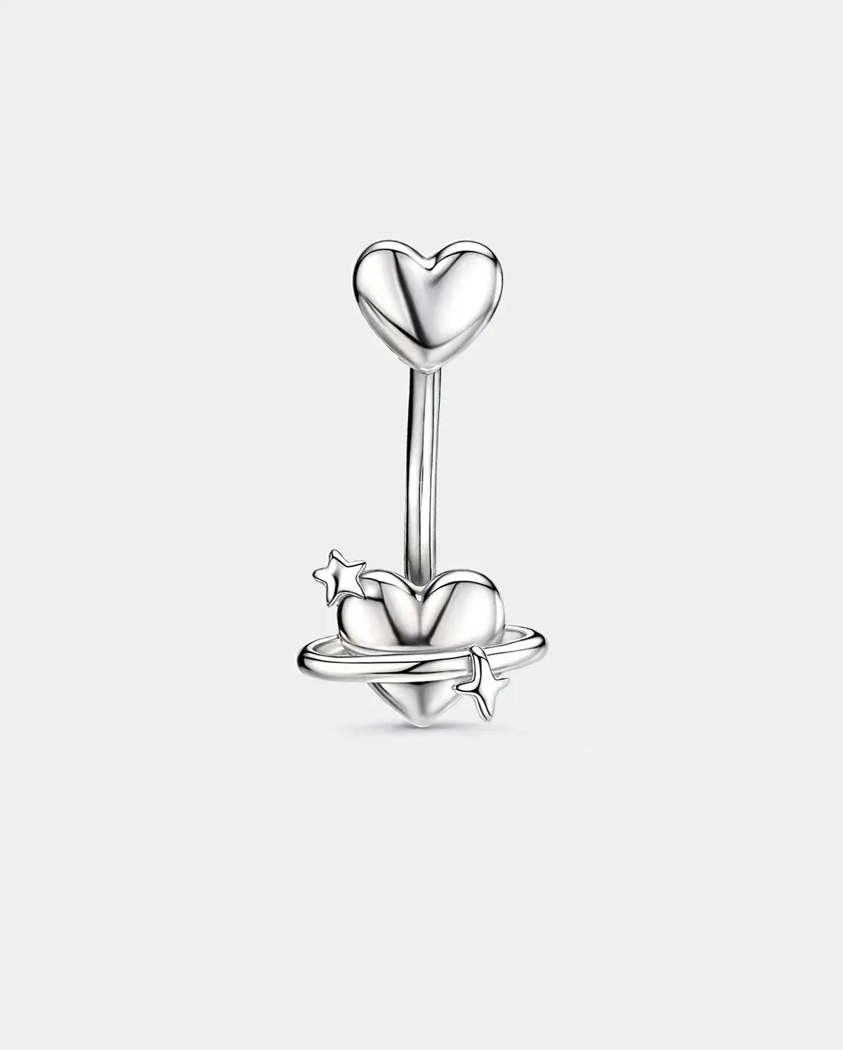 Puffed Heart & Star Belly Button Ring