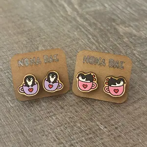 Cuppa Penguin Love Valentine’s Day Earrings