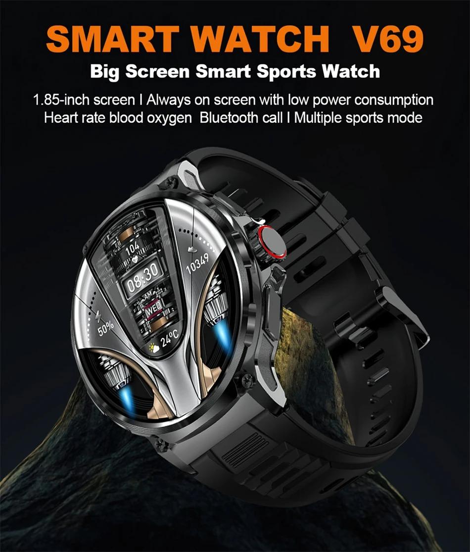 2026 IP68 Waterproof Smart Watch for Men - 1.85" Display, 710mAh Battery, GPS + Bluetooth Call, Heart Rate Monitor Watch
