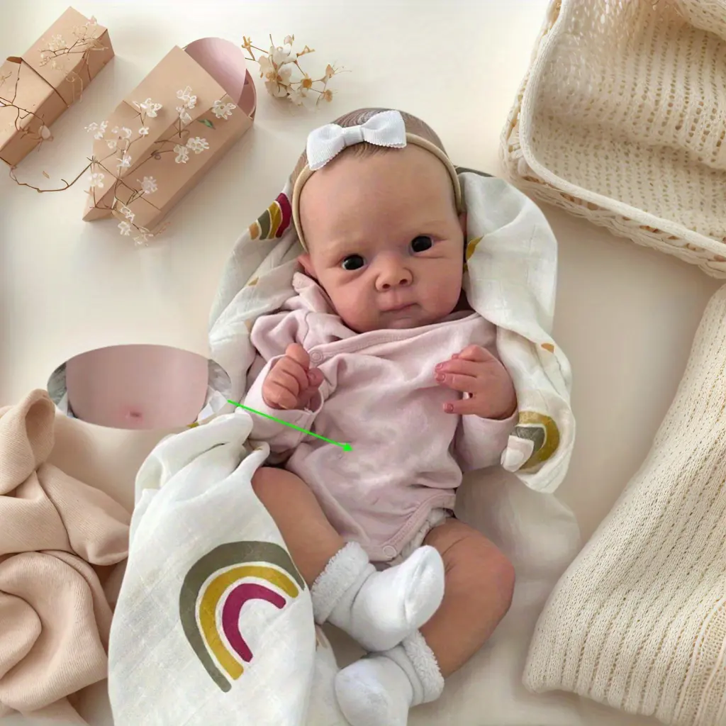 18in (45cm) Unisex Realistic Reborn Baby Asleep Doll, Full Soft Vinyl Body, 3D-Painted Skin with Visible Veins, Active Limbs, 4+ Years Bath Toy, Collecting Dolls Art Piece, Birthday Gift for Girls