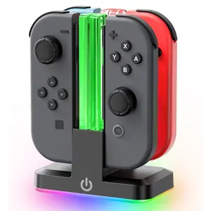Switch Joy-Con Charger for Switch 1 – Charging Dock Station with 9 RGB Light Modes & LED Indicators, Supports Simultaneous Charging for 4 Joy-Con Controllers, Ideal for Gaming Setup & Controller Storage