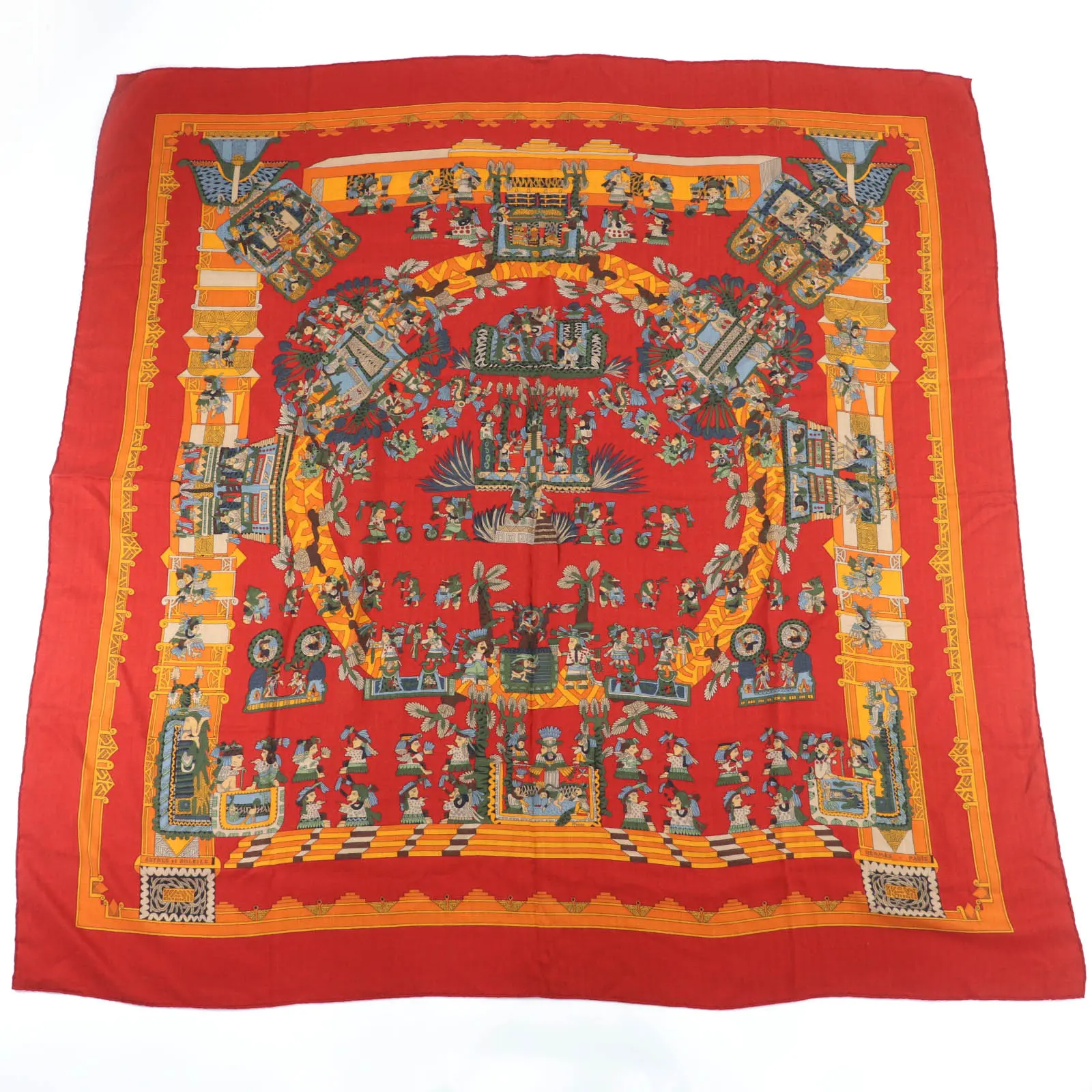 Pre-owned HERMÈS Cashmere Small Leather Goods Astres et Soleils Large Silk Shawl