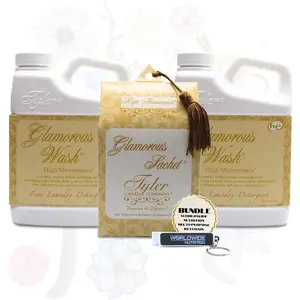 Bundle: High Maintenance Laundry Pack - 2 of 16oz Glamorous Wash Laundry Detergent, 1 Pack of 4 Dryer Sheet Sachets & Multi-Purpose Key Chain