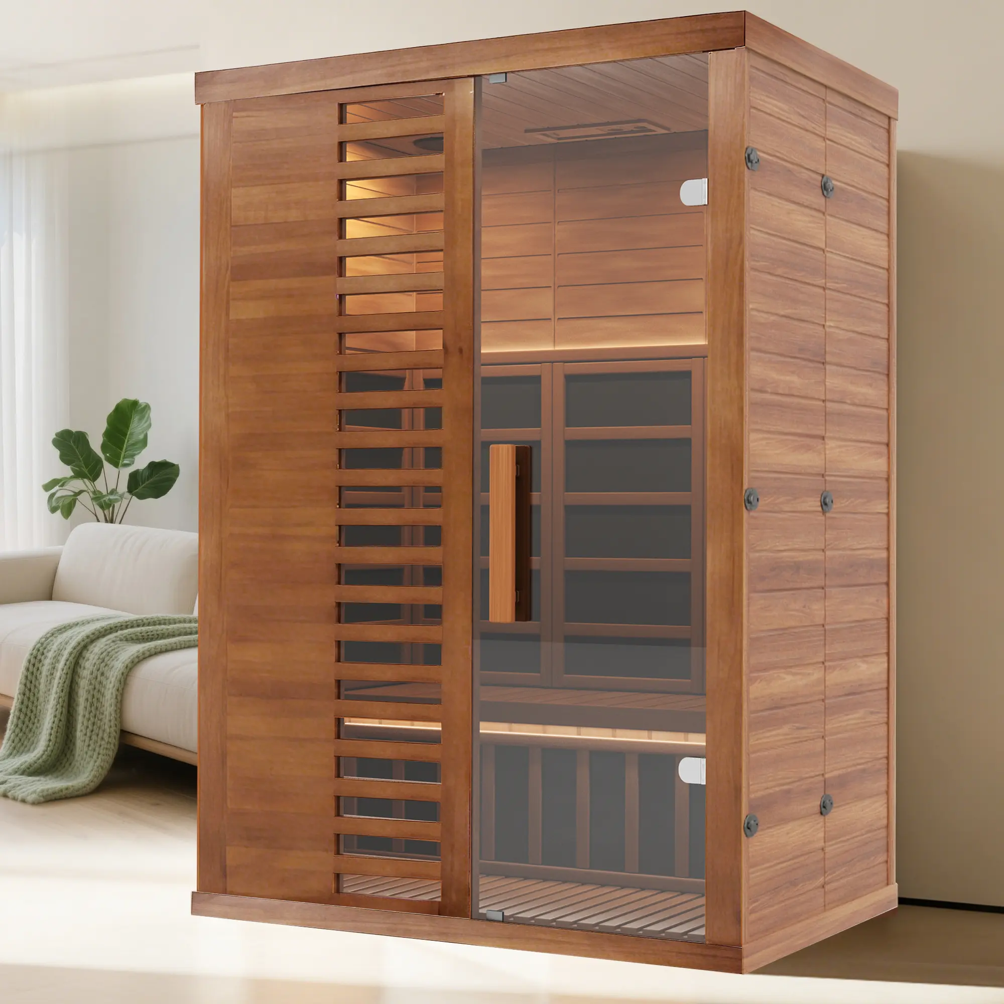 【DEALSFORYOU】 MNLR 2-Person Infrared Sauna for Home, 1500W/120V Indoor Sauna with Smart App Control, WiFi, Bluetooth, LCD Panel – Ideal for Summer Vibes, Outdoor Fun