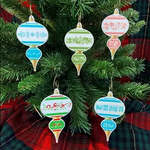 Vintage Pyrex Christmas Ornaments - Hand Drawn Retro Winter, Turquoise Butterprint, Pink Gooseberry, Snowflake, Christmas Holly, Spring Blossom