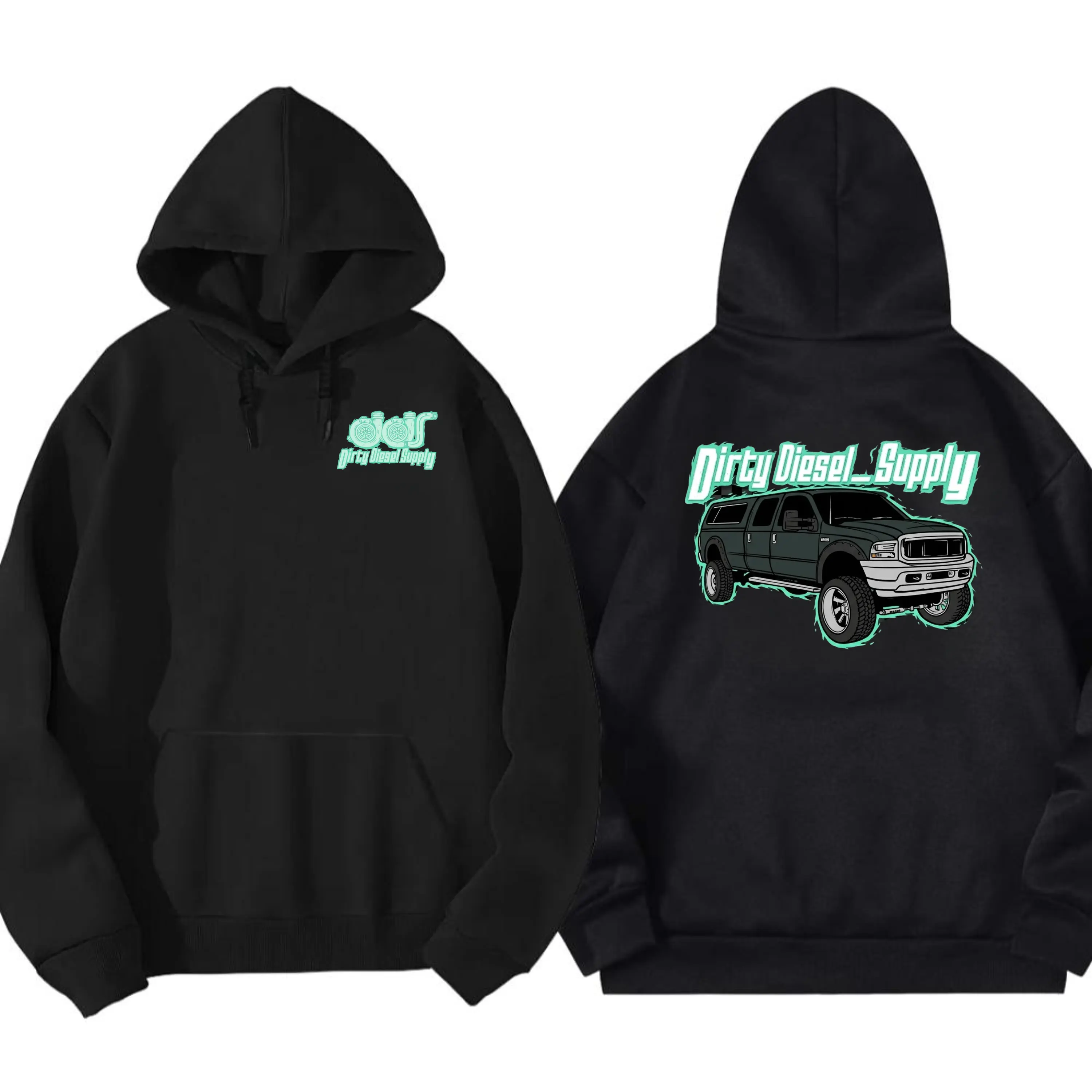Ford 7.3 Hoodie, Dirty Diesel Supply Lifted Super Duty Hoodie, 2 Sides, Twin Turbo Charger Diesel Hoodie