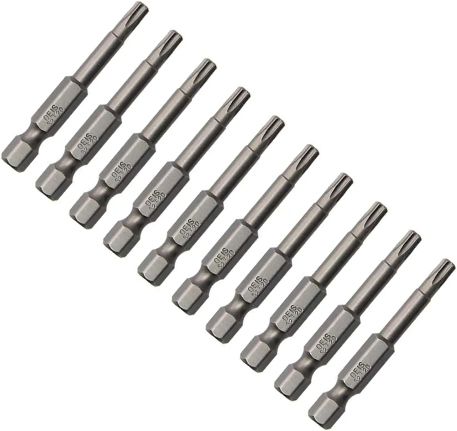 10 count 50mm Long 1/4 Inch Hex Shank T20 Torx   Screw Driver Bit Set  Tamper Proof  6 Point  Kit Tools