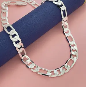 Figaro necklace! Made with 925 silver plating for smooth lines, unisex design, effortlessly embodies high-street style, classic 10 mm design—a versatile essential for everyday commutes and dates!