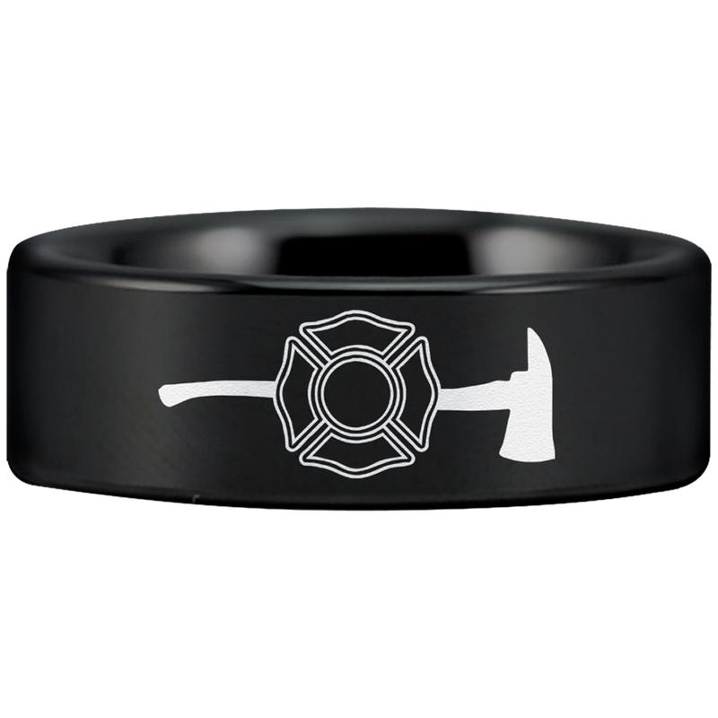 Firefighter's Axe Tungsten Carbide Ring