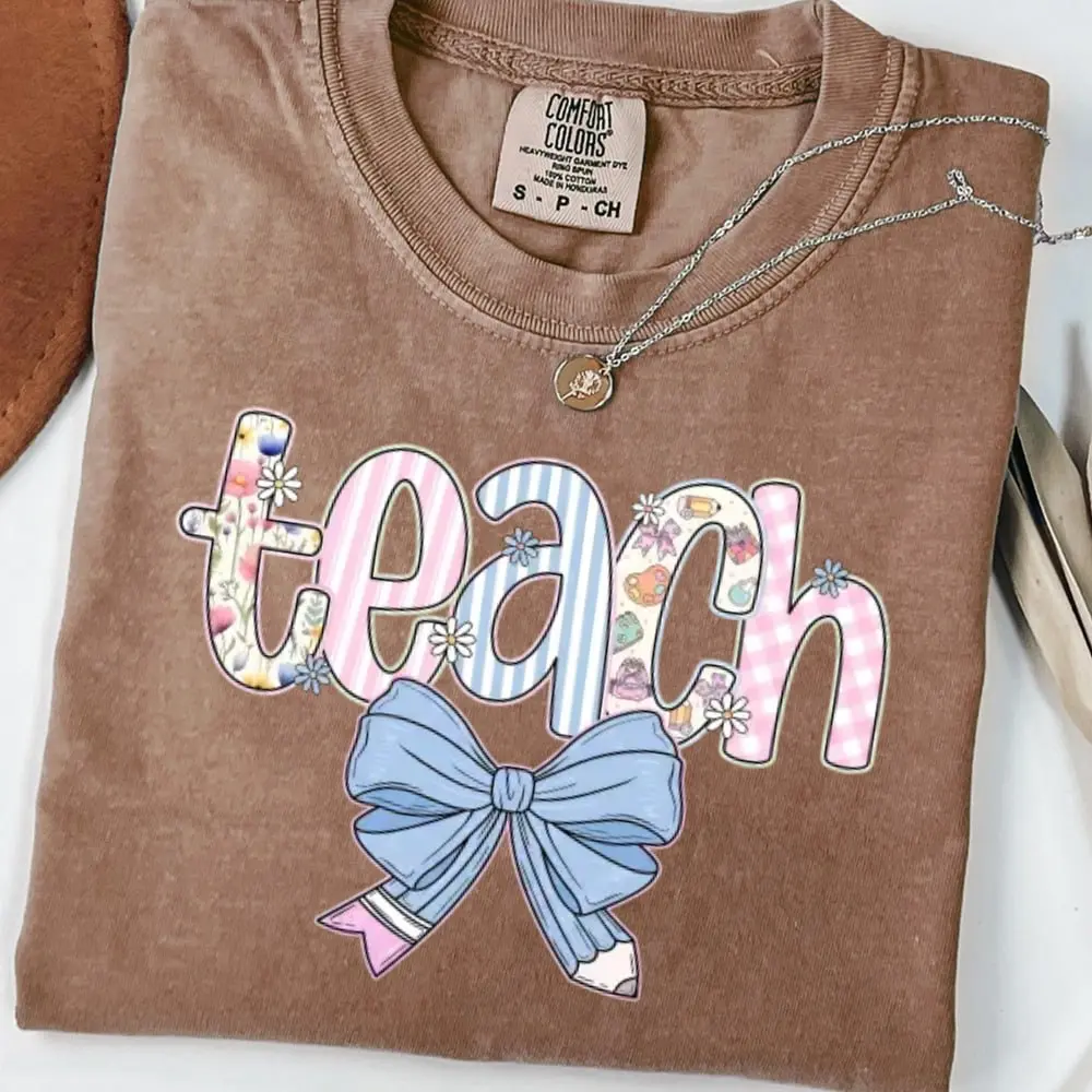 Teach Comfort Colors Shirt, School Spirit Tee, Personalized Comfort Teacher Shirt