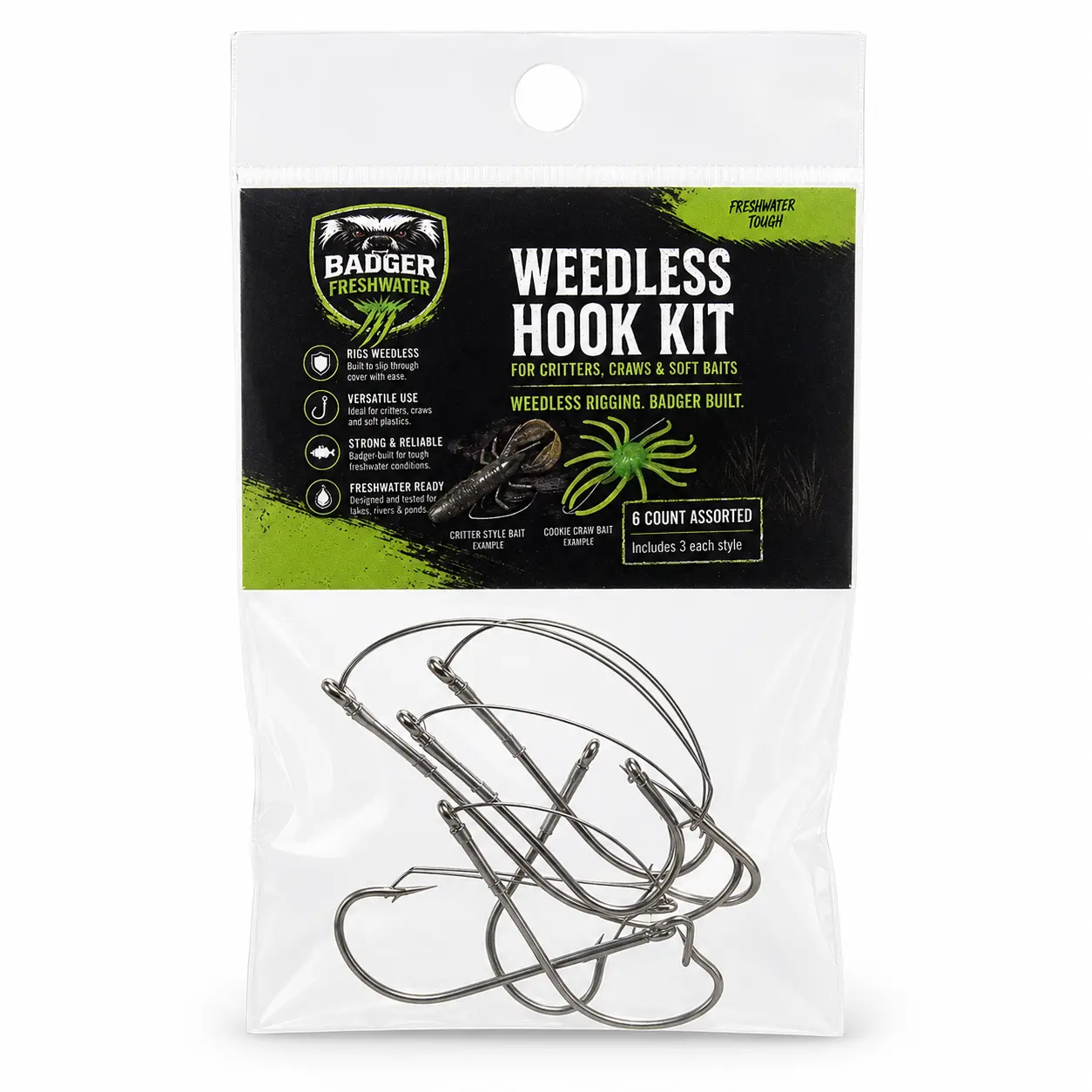 Urchin Baits Weedless Hook Kit – 6 Count Assorted