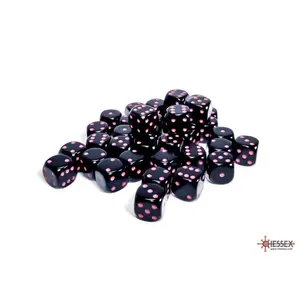 Opaque (Black/Pink) Chessex Brand 12mm D6 Dice Set 36ct.