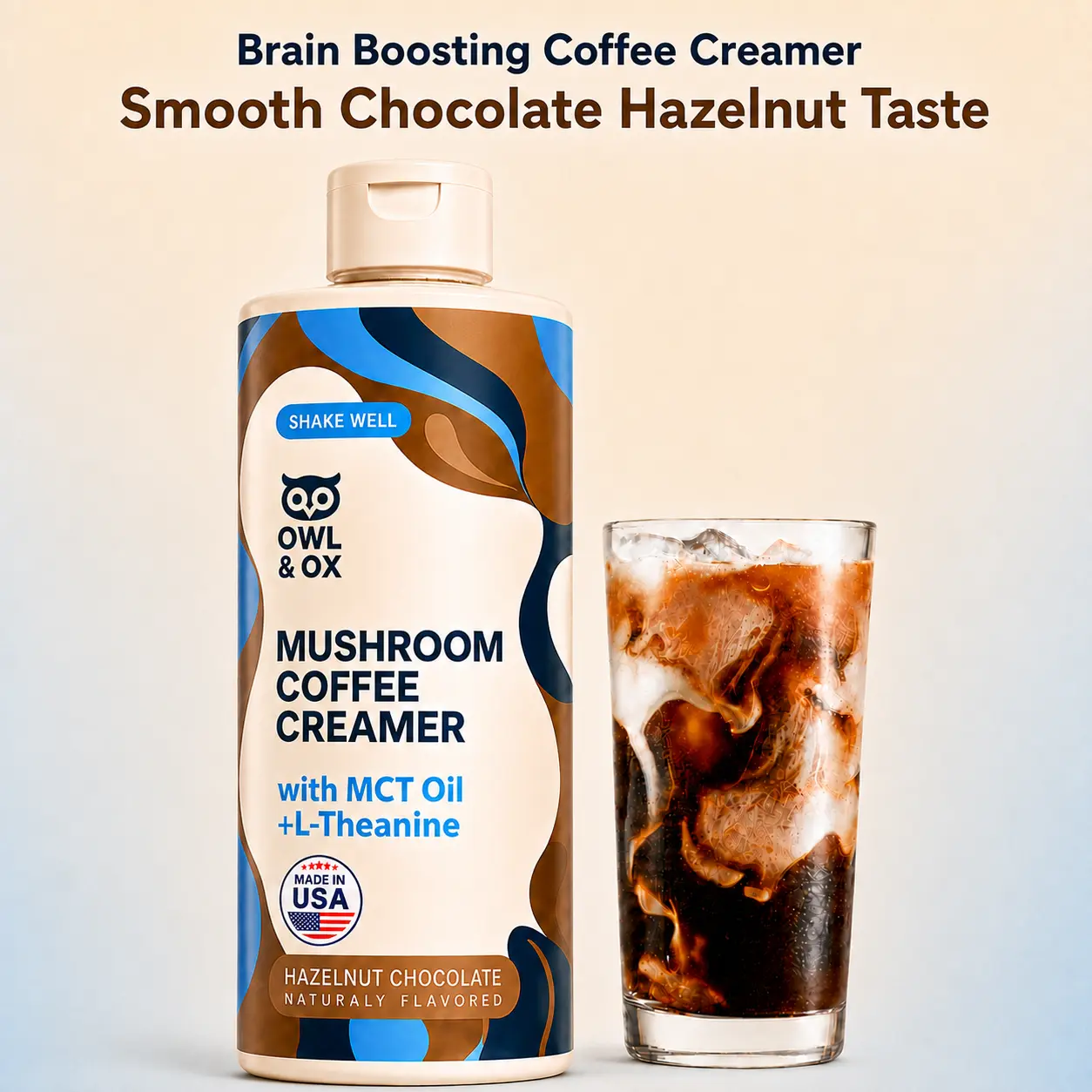 Mushroom Coffee Creamer - Chocolate Hazelnut | MCT Oil & L-Theanine, Sugar-Free & Dairy-Free