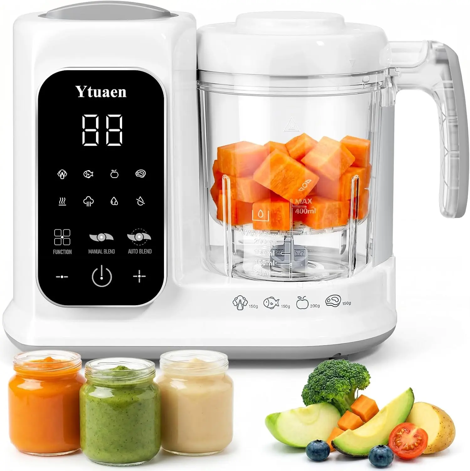 Baby Food Maker with Large Steam Basket Onestep Baby Food Processor Steamer with Steam & Grinding, Auto Cooking Self-Cleaning & Sterili-zing, BPA-Free for Healthy Homemade Baby Food