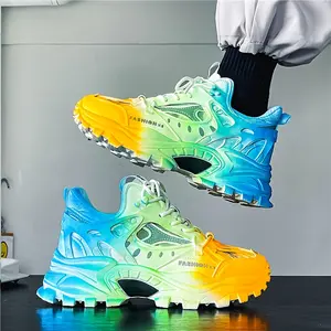 Men's and Women's Spring and Summer Mesh Breathable Rainbow Casual Platform Casual Sneaker