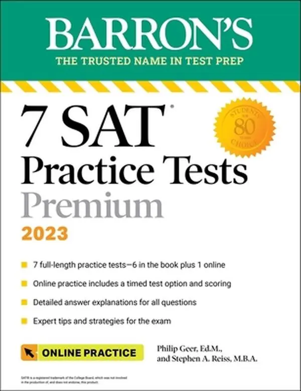 USED Book - 7 SAT Practice Tests 2023 + Online Practice by Geer, Philip (Paperback) - english