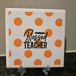 Ceramic Decorative Tiles with Easel for Teacher Gifts Christmas Gifts Teacher Appreciation Gifts Blessed Teacher Design