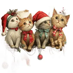 Christmas Cat Sign, DCO-102421, Sign For Wreath, 10x10in Metal Sign