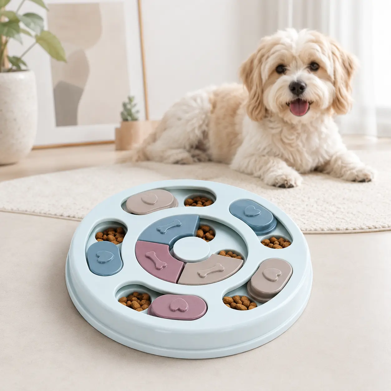 Dog Puzzle Toy for IQ Training and Mental Enrichment, Interactive Treat-Dispensing Food Toy for Dogs, Blue