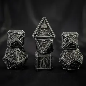 Undead Skeleton Dice Set Metal D&DDice Polyhedral Dice for Dungeonsand Dragons, MTG, TTRPG and RPGsD20 D12 D10 D8 D6 D4 Tabletopgame