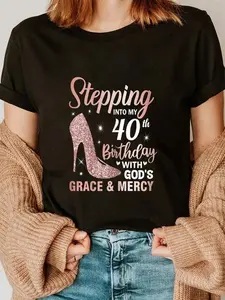 100% Cotton Stepping Into My 40th Birthday Women 40 Year Old Bday T-Shirt