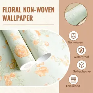 1 roll of thick green European pattern wallpaper, peel and stick stickers, perfect for DIY projects. Wall decoration, countertop furniture renovation decoration, home decoration stickers - vinyl wallpaper - European pattern - extra thick high quality