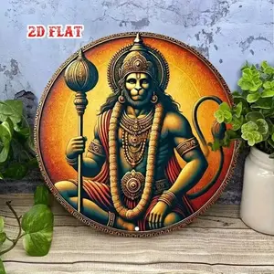 Aluminum 2D Wall Art Hanuman Devotional Sign For Home Temple Decor Spiritual Decorations Gift Aluminum Art