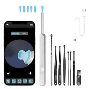 Electric Ear Wax Removal Tool with 8 Counts Ear Cleaning Accessories, Smart Visual Earwax Cleaning Tool with Camera, Ear Cleaning Kit with 6 Silicone Ear Spoon