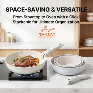 20pcs Pans & Woks, Kitchenware Non-Stick Pots and Pans Set, KitchenHacks, Cookware, Detachable Handle, DetachablePan, Oven Safe, CookingEssentials, Non-Stick Kitchen Cookware Sets, Versatile cookware