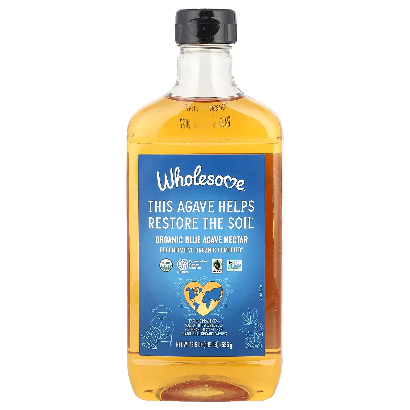 Wholesome Sweeteners Organic Blue Agave Nectar, 18.5 oz (525 g)