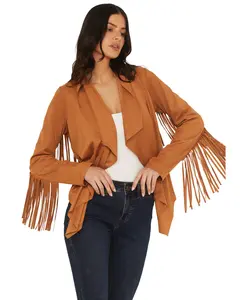 Shyanne Women's Cascade Front Fringe Faux Suede Jacket - Swsp25o68-Pecn