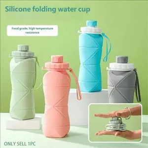 Foldable Sports Water Bottle (1 Pack 600ML), Leak-Proof Soft Material, Reusable Lightweight, Portable Drinking Bottle, Ideal for Gym and Outdoor Activities, Multiple Colors Available, Silicone Bottle, Hydration Bottle