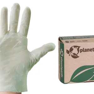 PlanetGuards Compostable Green Gloves One Size 2 Pack 100 Each Eco-Friendly Disposable Gloves for Everyday Use
