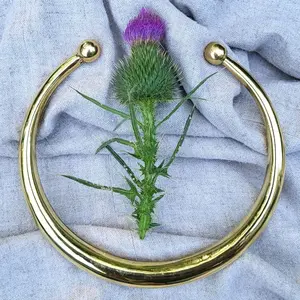 Thick Brass Torc Necklace - Ancient Celtic Jewelry, Classic Gold-Tone Design for Timeless Elegance