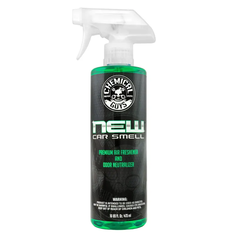 CHEMICAL GUYS New Car Smell Air Freshener & Odor Eliminator – Long-Lasting Spray for Car Interiors, Trucks, SUVs & Home – Removes Bad Odors, Freshens Upholstery, Carpet, AC Vents – Smells Like a New Car – Interior Detailing Essential - Car Air Freshener,,