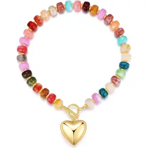 New Model Chunky Heart Necklaces for Women Colorful Resin Beaded Necklaces for Women Gold Puffy Heart Statement Necklace Trendy Acrylic Choker Jewelry Gift locket Necklets