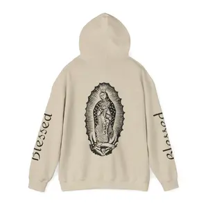 Virgencita de Guadalupe Hooded Sweatshirt Classic Cotton Fabric Menswear