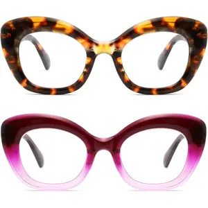 Blue Light Blocker Reading glasses UV Protection Clear glasses TR90 Frame Chunky Oversized Cateye