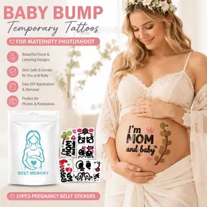 Pregnancy Belly Tattoo Stickers for Photoshoot  Cute Floral Bump Decals Waterproof and Skin-Safe Temporary Tattoos Easy to Apply and Remove