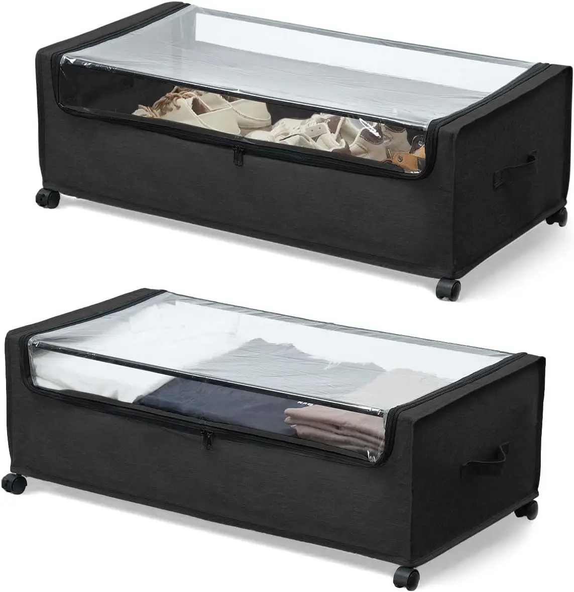 FOUCSSOMEI Multi-Size Rectangular Under Bed Storage Drawers with Wheels, Heavy-Duty Lockable Home Organizer Storage Boxes