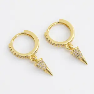 18K Gold Plated Brass CZ Stud Earrings