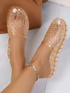 Summer Mesh Breathable Slipper, Simple Design, Non-Slip Sole, Comfortable Home & Outdoor Wear, Jelly Sandals, Versatile Cool Slippers