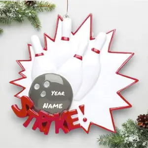 Personalized Strike Bowling Christmas Ornament – Custom Bowling Ball & Pins Ornament with Name & Year – Bowler Gift – Noel Box