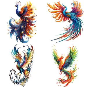 Colorful Phoenix Pattern Heat Transfer Sticker, DIY Fashion Large Iron-on Designs for Clothing, Washable Patch for Sweatshirts T-shirts Tote Bags Multipurpose Use