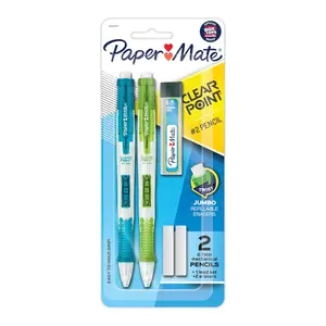 Paper Mate Clearpoint Mechanical Pencils, 0.7mm HB #2 Pencil Lead, Includes 2 Pencils, 1 Lead Refill, 2 Erasers - Back to School, Study Supplies, College, Note-Taking