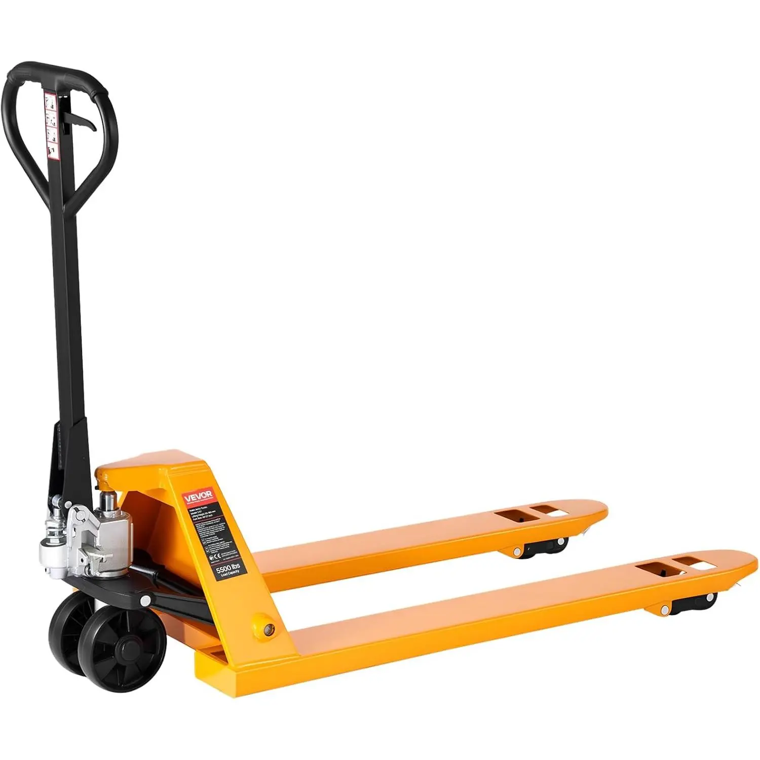VEVOR Manual Hydraulic Pallet Jack, 5500 lbs Load Capacity, 48 x 27 In Forks (6.3-In Width), 3.35-7.1 In Lift Height, 3-Position Handle, Flexible Turning, Simple Operation for Warehouse & Supermarket Material Handling, 3.35-7.1 Inch, 48 X 27 Inches Forks