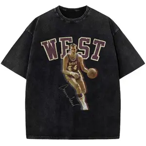 Vibe Street Jerry West Tribute T-Shirt The Logo Basketball Custom Fan Made Art Vintage Design Graphic Tee