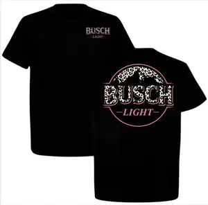 Busch Light Pink Leopard Print Graphic T-Shirt Hoodie, Western Country Style Beer Lover Tee, Cute Che