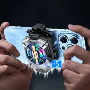 JOYYE Upgrade Phone Cooler, Portable Lightweight Cooling Fan, LED Display Radiator, Fast cooling, low noise, smooth, Games, Live, USB or Battery-Powered 2 Models